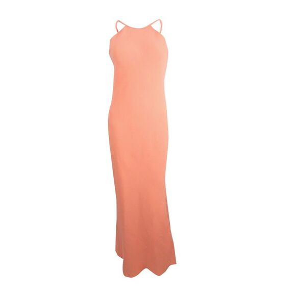 Calvin Klein Women's V-Back Halter Gown - Peach - Picture 1 of 2